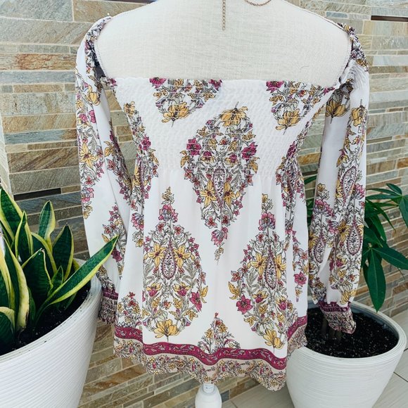 SHOW ME YOUR MUMU RAQUEL PAISLEY SMOCKED TOP SZ XS - Picture 5 of 7